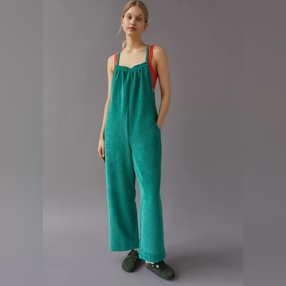 BDG Georgie Corduroy Overall green size XS NEW - Picture 1 of 13